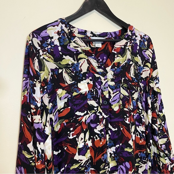 CJ Banks Floral Print V-Neck Blouse - Picture 3 of 11